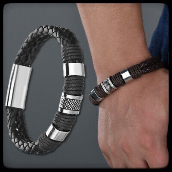Jewelry - 🆕✅ BLACK WITH SILVER LEATHER CUFF BRACELET